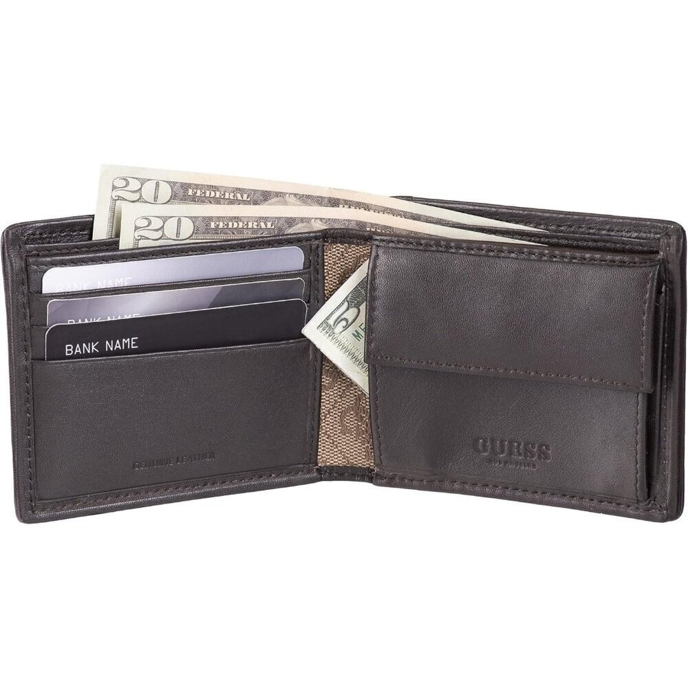 🆕Men's Brown/Brown Logo Imported Leather Pass Case Wallet - Picture 5 of 6